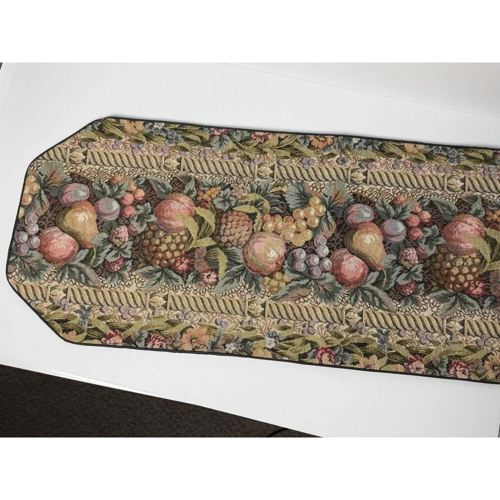 Vintage Tapestry Table Runner Fruit Floral 33.5 x 12.5